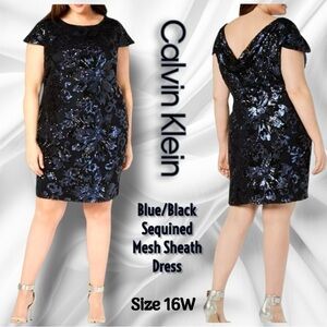 calvin klein women's jewel-neck 3/4-sleeve chiffon dress Calvin Klein Floral Chiffon Shift Dress Women's Dress Lake : 2